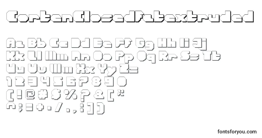 Schriftart CortenClosedfatextruded – Alphabet, Zahlen, spezielle Symbole