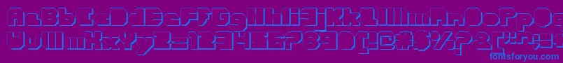 CortenClosedfatextruded-Schriftart – Blaue Schriften auf violettem Hintergrund