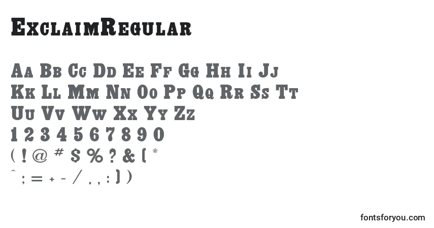 ExclaimRegular Font – alphabet, numbers, special characters