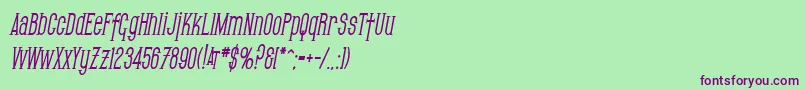 SfGothicanCondensedBoldOblique Font – Purple Fonts on Green Background