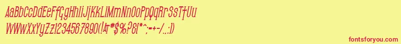 SfGothicanCondensedBoldOblique Font – Red Fonts on Yellow Background