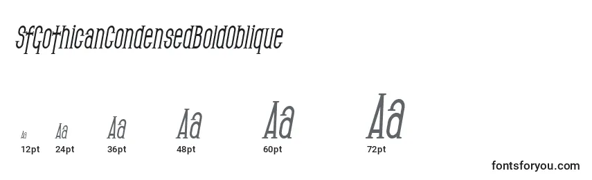 Размеры шрифта SfGothicanCondensedBoldOblique