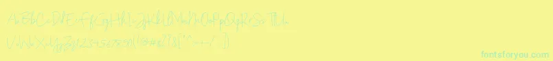 Weitere Informationen zur Gunungpring-Schriftart Gunungpring-Schriftart – Grüne Schriften auf gelbem Hintergrund