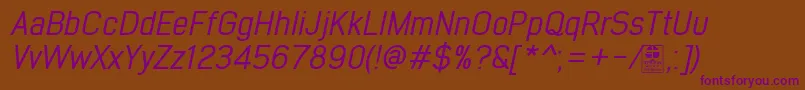 EarlyTimesItalicDemo Font – Purple Fonts on Brown Background