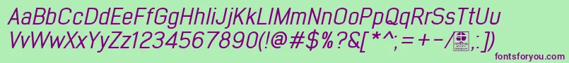 EarlyTimesItalicDemo Font – Purple Fonts on Green Background