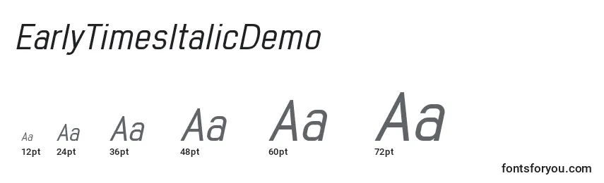 EarlyTimesItalicDemo Font Sizes
