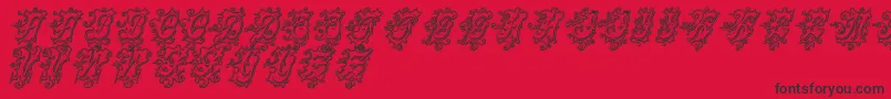 CentennialscriptfancyThree-Schriftart – Schwarze Schriften auf rotem Hintergrund