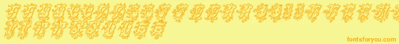 CentennialscriptfancyThree Font – Orange Fonts on Yellow Background