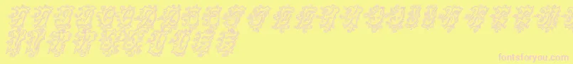 CentennialscriptfancyThree Font – Pink Fonts on Yellow Background