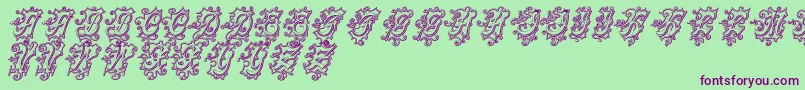 CentennialscriptfancyThree Font – Purple Fonts on Green Background