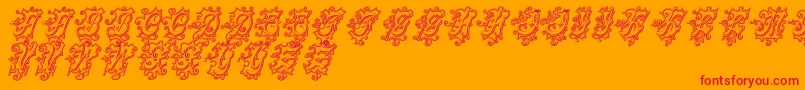 CentennialscriptfancyThree Font – Red Fonts on Orange Background