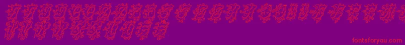 フォントCentennialscriptfancyThree – 紫の背景に赤い文字