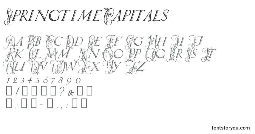 A fonte SpringtimeCapitals – alfabeto, números, caracteres especiais