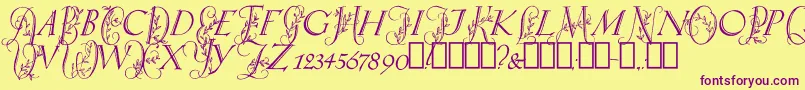 SpringtimeCapitals Font – Purple Fonts on Yellow Background