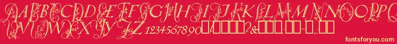フォントSpringtimeCapitals – 黄色の文字、赤い背景