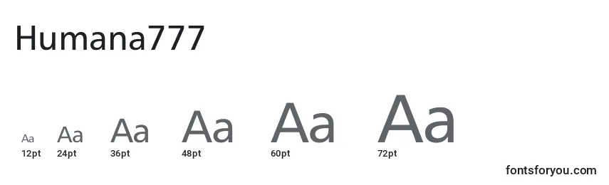 Humana777 font sizes