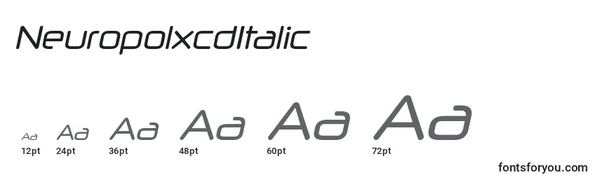 sizes of neuropolxcditalic font, neuropolxcditalic sizes