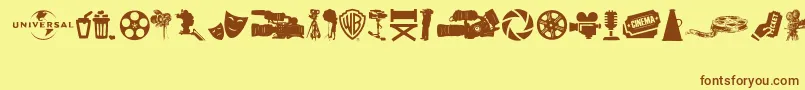 フォントSevenArtsIcons – 茶色の文字が黄色の背景にあります。