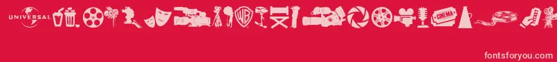SevenArtsIcons Font – Pink Fonts on Red Background