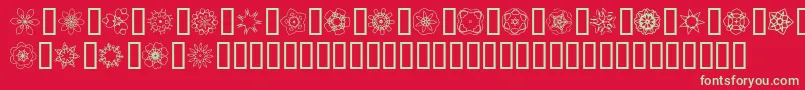 フォントJiKaleidoscopeBats3 – 赤い背景に緑の文字