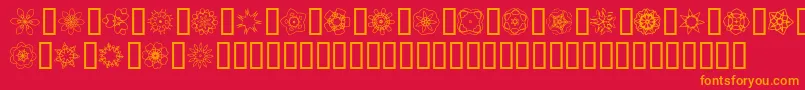 Fonte JiKaleidoscopeBats3 – fontes laranjas em um fundo vermelho