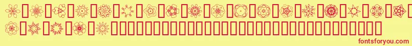 JiKaleidoscopeBats3 Font – Red Fonts on Yellow Background
