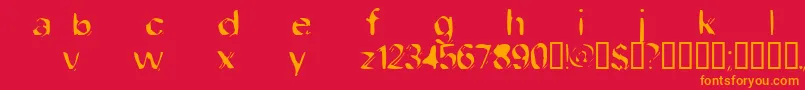 フォントDobfilet – 赤い背景にオレンジの文字