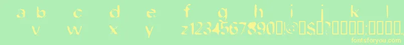 フォントDobfilet – 黄色の文字が緑の背景にあります