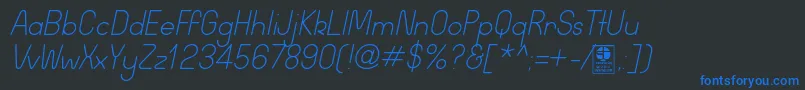 WidaRoundLightItalicDemo Font – Blue Fonts on Black Background