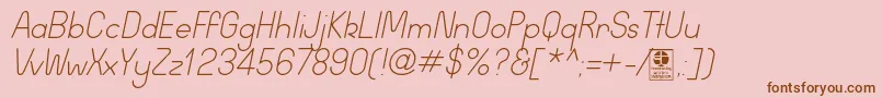 WidaRoundLightItalicDemo-Schriftart – Braune Schriften auf rosa Hintergrund