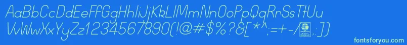 WidaRoundLightItalicDemo Font – Green Fonts on Blue Background