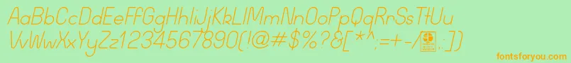 WidaRoundLightItalicDemo Font – Orange Fonts on Green Background