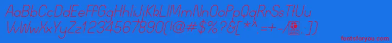 WidaRoundLightItalicDemo Font – Red Fonts on Blue Background