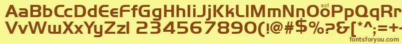 フォントHandsome – 茶色の文字が黄色の背景にあります。