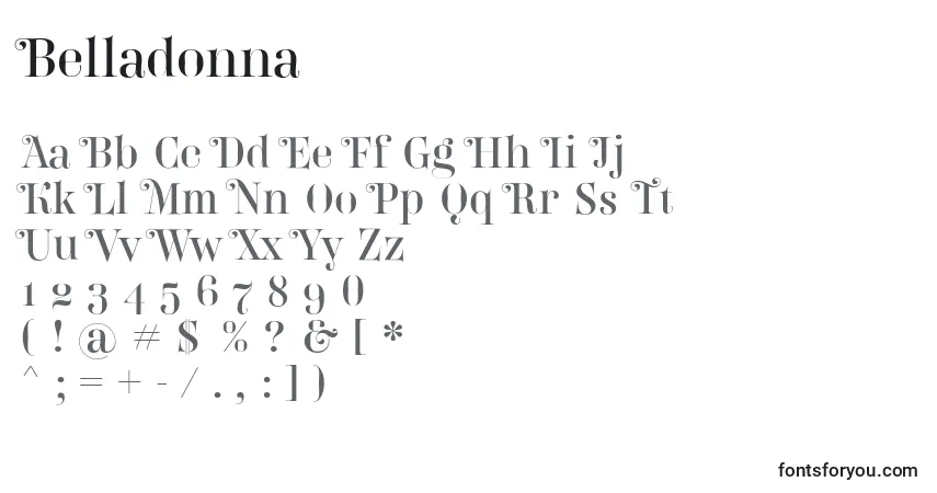Шрифт Belladonna – алфавит, цифры, специальные символы