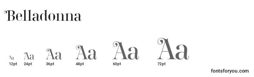 Размеры шрифта Belladonna