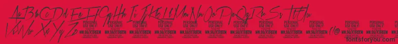 Fonte XtreemmediumPersonalUse – fontes pretas em um fundo vermelho