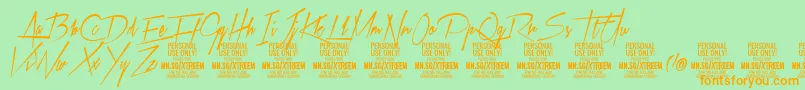 XtreemmediumPersonalUse Font – Orange Fonts on Green Background