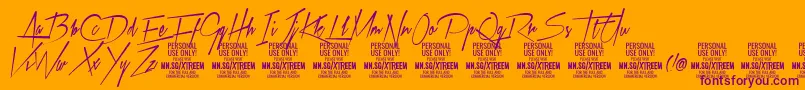 XtreemmediumPersonalUse-Schriftart – Violette Schriften auf orangefarbenem Hintergrund