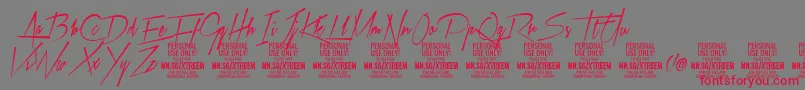 フォントXtreemmediumPersonalUse – 赤い文字の灰色の背景