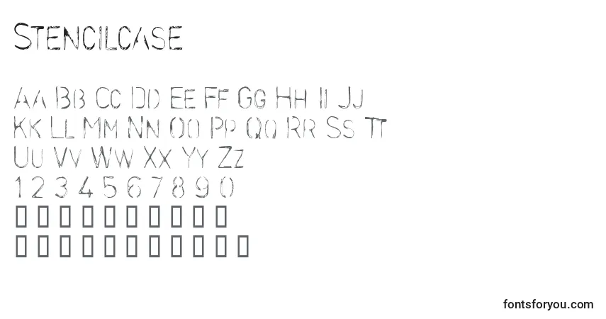 Czcionka Stencilcase – alfabet, cyfry, specjalne znaki