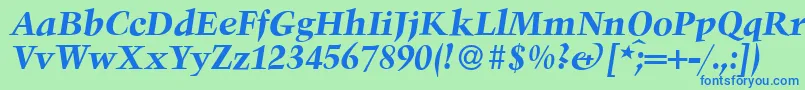 TroubadourBolditalic Font – Blue Fonts on Green Background