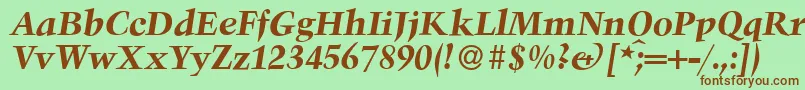 TroubadourBolditalic Font – Brown Fonts on Green Background