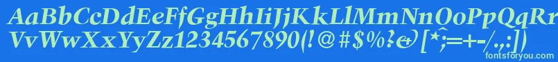 フォントTroubadourBolditalic – 青い背景に緑のフォント
