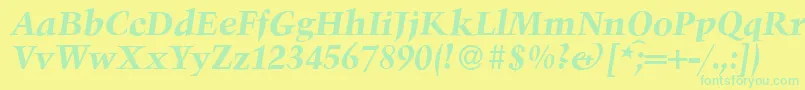 TroubadourBolditalic Font – Green Fonts on Yellow Background