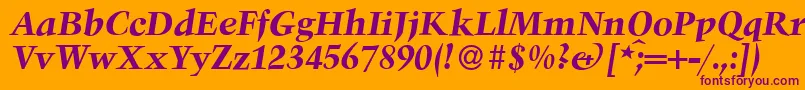 TroubadourBolditalic-Schriftart – Violette Schriften auf orangefarbenem Hintergrund