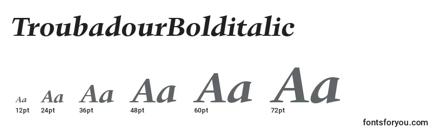 TroubadourBolditalic Font Sizes