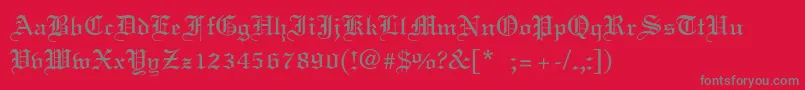 フォントLinotextLight – 赤い背景に灰色の文字