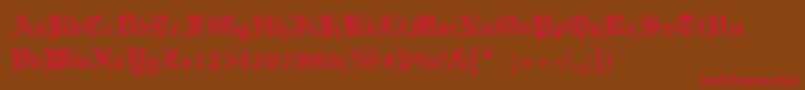 フォントLinotextLight – 赤い文字が茶色の背景にあります。