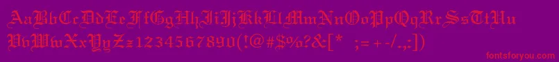 LinotextLight-Schriftart – Rote Schriften auf violettem Hintergrund